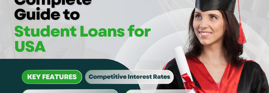 an image in which it is written "Complete Guide to Student Loans for USA